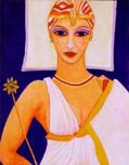 Frau mit goldener Bluete